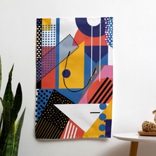 Popart Tarzı Geometrik Şekiller Duvar Örtü - Yatak Odası, Oturma Odası, Yurt Için Canlı Süblimasyon