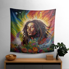 Bob Marley Duvar Dekorasyonu - Canlı Kumaş Duvar Sanatı Örtü - %100 Pamuk Sırt ve Polyester