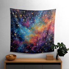 Soyut Yıldız Haritası Süblimasyon Baskı Duvar Örtüsü -  Pamuk Sırtlı  - Canlı Renkler