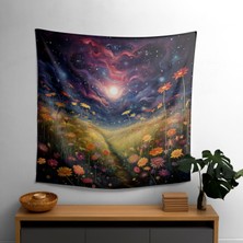 Nebula Blooms Tasarım Duvar Örtüsü -  Pamuk Sırt, Polyester Ön - Canlı Renkler - Modern