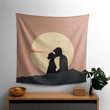 Sunset Silhouette Duvar Örtüsü -  Pamuk Arka, Polyester Ön - Canlı Renkler - Modern Dekoratif