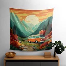 Retro Yolculuk Tutkusu Duvar Örtüsü - Canlı Süblimasyon Baskı
