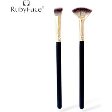 Rubyface 2'Li Makyaj Fırça Seti - Aydınlatıcı (Highlighter) Fırça & Açılı Gölgeleme Fırça Seti