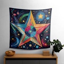 Pop Yıldızı Haritası  Duvar Örtü - Modern Dekor Için Canlı Süblimasyon Baskı Kumaş Sanatı