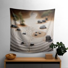 Zen Bahçesi  Duvar Sanatı Dekoratif Örtü -  Pamuk Sırt, Polyester Ön - Canlı Renkler,