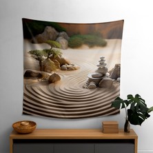 Zen Serene Bahçe  Duvar Örtüsü -  Pamuk Sırt, Polyester Ön - Ranforce Kumaş - Canlı Süblimasyon