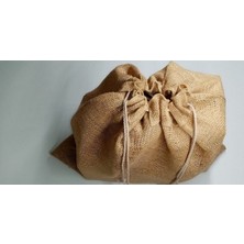 İstanbul Sandalet 1 Adet 25 x 30 x 10 cm Çok Amaçlı Büzgülü ve Askılı Alışveriş Pazar Torbası Doğal Jut Jüt Bez Torba Yaz Okulu Torbası Fuar Promosyon Çanta Torba Katalog Torbası Istanbul Sandalet