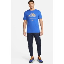 Nike Dri-Fit Running Trail Mavi Erkek Spor Tişört