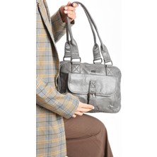 Suni Deri Omuz Çantası Gri (Model: 571-13-13K)