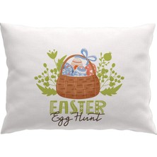 Çift Taraflı Dijital Baskı Kırlent Kılıfı Paskalya - Happy Easter Temalı