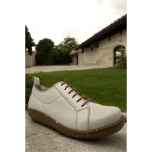 Mammamia D25ya-870 Krem  Deri Tam Ortopedik Casual Günlük Kadın Ayakkabı