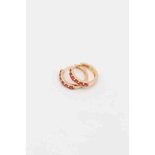 Glare Jewellery Turuncu Zirkon Taş Rodyum Küpe