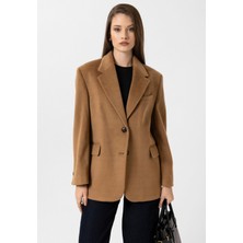 Antioch Camel Kadın Yün Karışımlı Blazer Ceket