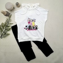 Monolyabbyx 3-4-5 Yaş Forever Cici Kızlar Baskılı Kapşonlu 2li Kız Çocuk Takımı