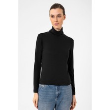 Antioch Siyah Kadın Boğazlı Triko Kazak