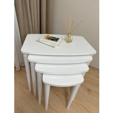 Home Başaran Mobilya Üst Kalite  Mdf Lam Kenarları Boyalı 4'lü  Beyaz  Zigon Sehpa Beyaz  Sehpa