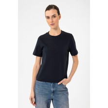 Antioch Lacivert Kadın Bisiklet Yaka Basic T-Shirt