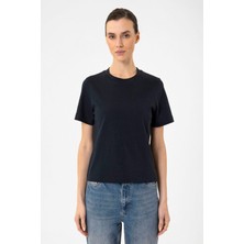 Antioch Lacivert Kadın Bisiklet Yaka Basic T-Shirt