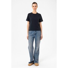 Antioch Lacivert Kadın Bisiklet Yaka Basic T-Shirt