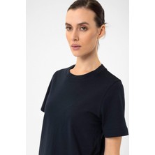 Antioch Lacivert Kadın Bisiklet Yaka Basic T-Shirt