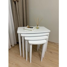 Home Başaran Mobilya Üst Kalite  Mdf Lam Kenarları Boyalı 4'lü  Beyaz  Zigon Sehpa Beyaz  Sehpa