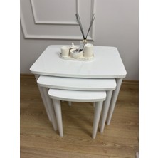Home Başaran Mobilya Üst Kalite  Mdf Lam Kenarları Boyalı 3'lü Beyaz Zigon Sehpa Beyaz  Sehpa