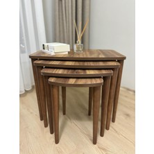 Home Başaran Mobilya Üst Kalite  Mdf Lam Ayakları Boyalı 4'lü Ceviz Zigon Sehpa Ceviz Sehpa