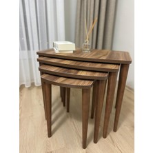 Home Başaran Mobilya Üst Kalite  Mdf Lam Ayakları Boyalı 4'lü Ceviz Zigon Sehpa Ceviz Sehpa