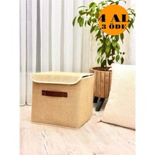 Teknotrust Jüt Kapaklı Dolap Içi Çamaşır Oyuncak Düzenleyici Katlanır Saklama Kutusu 30 x 30 x 30  cm