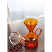 Borosilikat Amber  Cam Kahve Demlik Metal Süzgeçli - Filtre Kahve Demliği