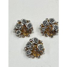 Karan Tuhafiye Taşlı Düğme / Taşlı Gül Model Düğme /