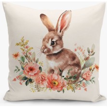 Çift Taraflı Dijital Baskı Kırlent Kılıfı Paskalya - Happy Easter Temalı