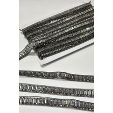 Antrasit Gri Boru Boncuklu Ütüyle Yapışan Şerit Taş