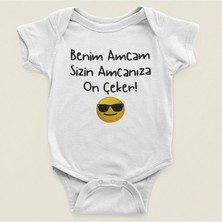 Sevbano Benim Amcam Sizin Amcanıza On Çeker ! Yazılı Pamuklu Yumuşak Unisex Çıtçıtlı Body Zıbın Yeni Doğan