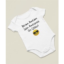 Sevbano Benim Amcam Sizin Amcanıza On Çeker ! Yazılı Pamuklu Yumuşak Unisex Çıtçıtlı Body Zıbın Yeni Doğan