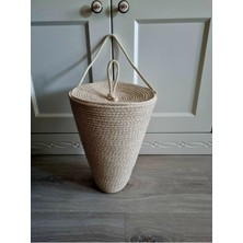 Poşetlik Kırık Beyaz Renk Kapaklı Poşet Düzenleyici Sepet 30 x 20  cm  (Görseldeki Ürün Gönderilir)