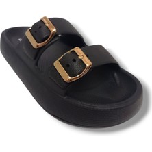 Akınalbella Akınal E282.Z.0003-25 Eva Çift Bant Anatomik terlik Siyah Altın 36-40