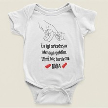 Sevbano Arkadaşın Olmaya Geldim Elimi Hiç Bırakma Baba Yazılı Pamuklu Yumuşak Unisex Çıtçıtlı Body Zıbın