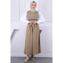 İmaj Butik Haki Kemerli Yelek Etekli Takım