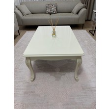 Başaran Concept Ultra Kaliteli 1. Sınıf 70X110 Mdf Oyma Işlemeli Gold Büyük Ölçü Lüks Krem Orta Sehpa