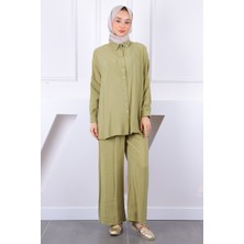 İmaj Butik Yağ Yeşili Arkası Robalı Salaş Modal Takım