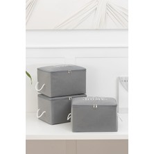 Teknotrust 3'lü Gri Küçük Boy Baza Altı, Valiz Düzenleyici Hurç / 30 x 22 x 18