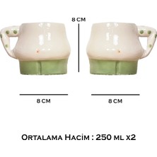 El Yapımı Seramik Kupa Kadın & Erkek / Göğüs & Göbek Çay Kahve Fincanı 2'li Mug Bardak
