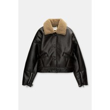 Pull & Bear Allbucks Pull&bear, Yün Astarlı Çift Yüzlü Suni Deri Ceket Mont ABBPNB1006