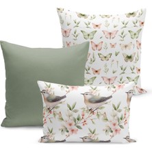 Bertille Home Ilkbahar Serisi Çift Tarafı Dijital Baskılı  3'lü Kırlent Kılıfı Seti (Spring Easter Paskalya)