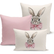 Bertille Home Ilkbahar Serisi Çift Tarafı Dijital Baskılı  3'lü Kırlent Kılıfı Seti (Spring Easter Paskalya)