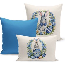 Bertille Home Ilkbahar Serisi Çift Tarafı Dijital Baskılı  3'lü Kırlent Kılıfı Seti (Spring Easter Paskalya)