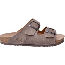 Fly Soft S902.002 Unısex Çift Tokalı Mantar Taban Comfort Terlik Vizon