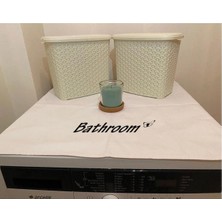 Beyaz Çamaşır Makine Örtüsü Bathroom Baskılı