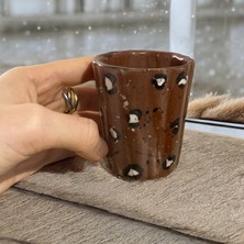 Prestij Seramik Leopar Desenli Kahve Fincanı/kupa
